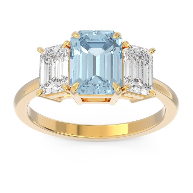 romantic gift ring with emerald cut gems