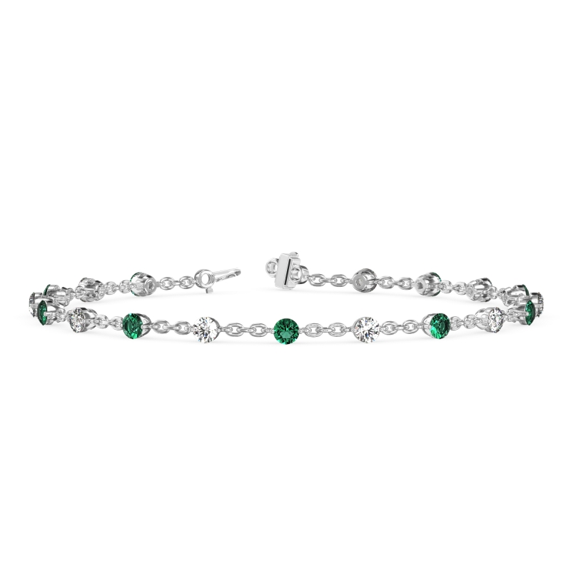 Emerald Diamond White Gold Bracelet