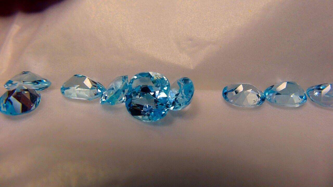 Cut blue topaz gemstones