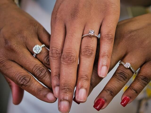 Multiple diamond rings on bride-to-bes