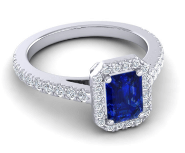 Halo Emerald Cut Asta Custom Engagement Ring